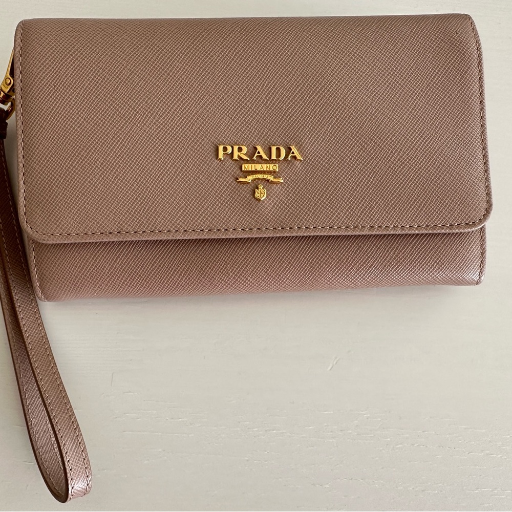 Prada Wristlet Clutch / Wallet - Saffiano Leather, Powder Pink